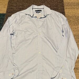 Tommy Hilfiger Light Blue Dot-Print Dress Shirt size Medium Flex Slim For